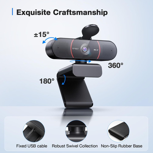 Cámara Web Emeet C960 4k Uhd Sony Con Sensor Pdaf De Enfoque
