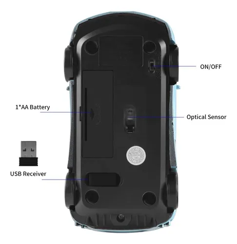 Elec Space Raton Inalambrico De 2.4 Ghz Con Forma De Coche D