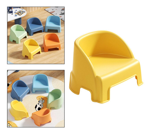Taburete Pequeño Con Respaldo, Reposapiés, Amarillo