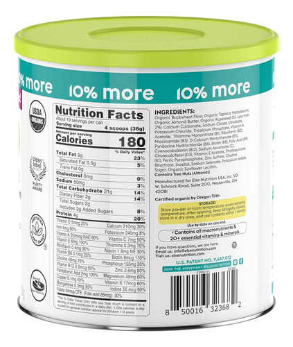 Else Organic Value Fórmula Para Niños Pequeños De 12 A 36 M,