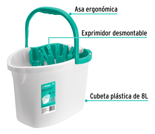 Cubeta Plastica Con Exprimidor Klintek Cube-8e Cap De 8l