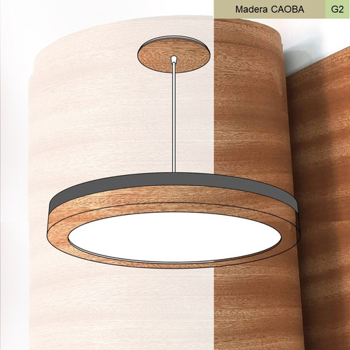 Lampara Techo Colgante Dual 42x6 30w Tubo Madera G2 + Color