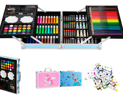 Set Kit Arte Niños Maleta Crayon Acuarela Plumon 145 Piezas