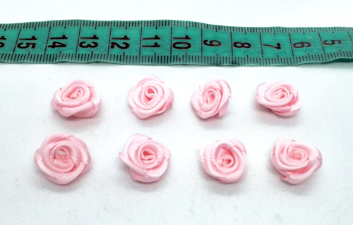 100 Flores De Raso Rococo Rosa 1cm A 13mm. 