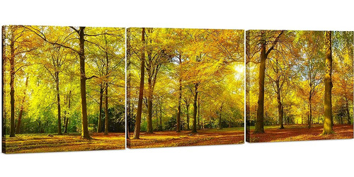 Autumn Forest Canvas Wall Art Decor - 24x24 3 Piece Set (tot