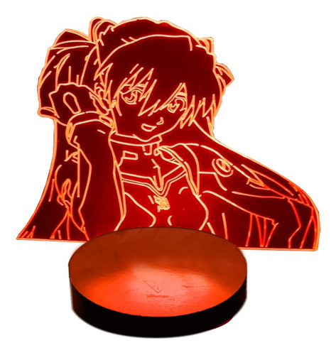 Lampara 3d Asuka Langley Evangelion Base Madera