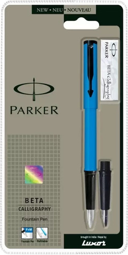 Parker Beta Kit Caligrafia Pluma Fuente Azul + 2 Plumillas