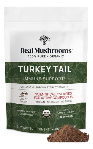 Real Mushrooms Polvo Turkey Tail Orgánico 100 Dosis Vegano