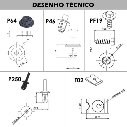 Kit Grampo Presilha 11 Pçs Parabarro Diant Agile 12 13 14