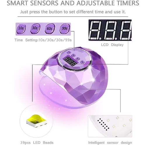 Lampara Led Espejo Diamante Para Secado Rápido De Uñas 86w