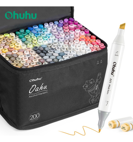 Conjunto De Canetas Marcadoras Ohuhu Oahu 200 Cores Alcohol