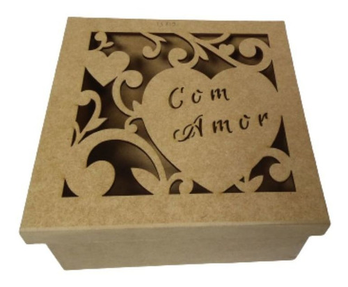 Caixa De Presente Mdf Natural 20x20 - Personalizada Com Amor