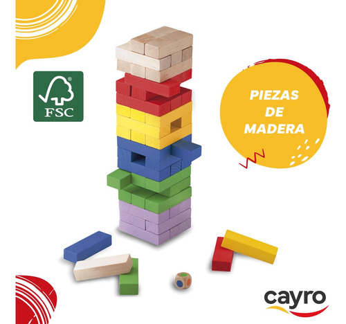 Juego De Mesa Bloques Jenga Block A Block De Colores Cayro