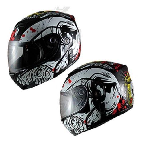 Cas-aba-91m Casco Abatible Con Mica Gold Skull Blanco Base N