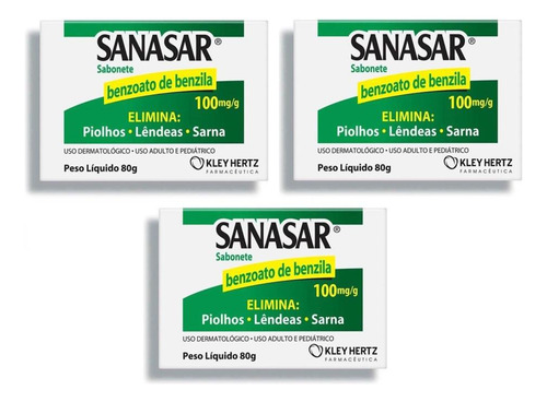 Kit Sabonete Sanasar Benzoato De Benzila Com 3un De 80g Cada