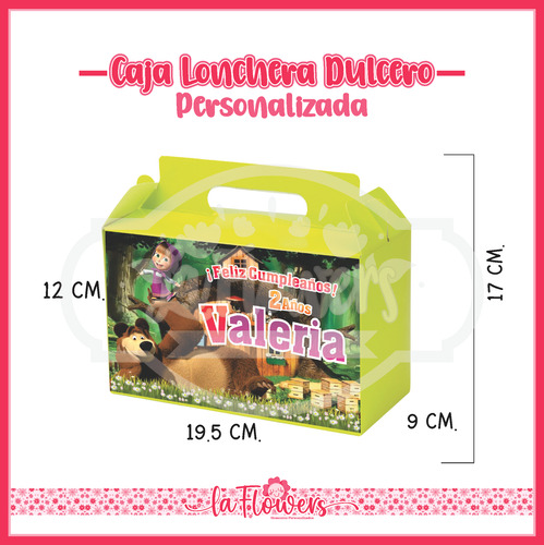 10 Loncheras Cartón Dulceros Masha Y El Oso Personalizadas