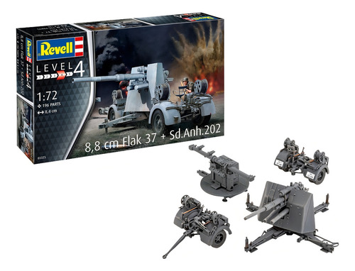 8,8 Cm Flak 37 E Sd.anh. 202 - 1/72 Revell 03325 - 196 Peças