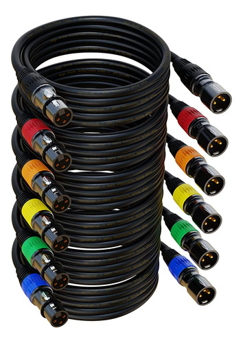 Auxlink Xlr Cables, Cable De Microfono Xlr 25 Pies 6 Pack,