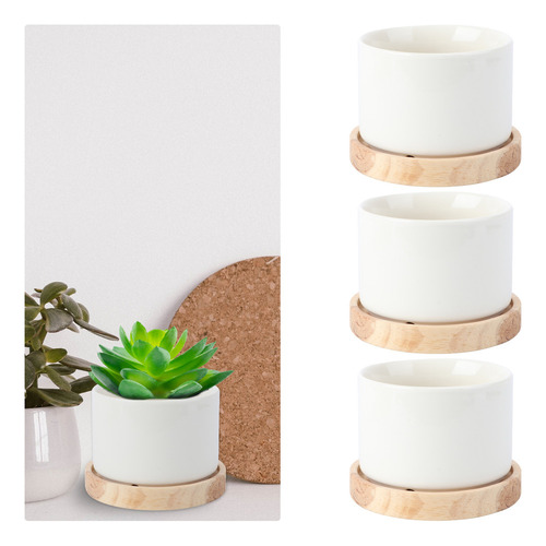 Maceta De Cerámica De Porcelana Blanca Maceter, 3 Juegos