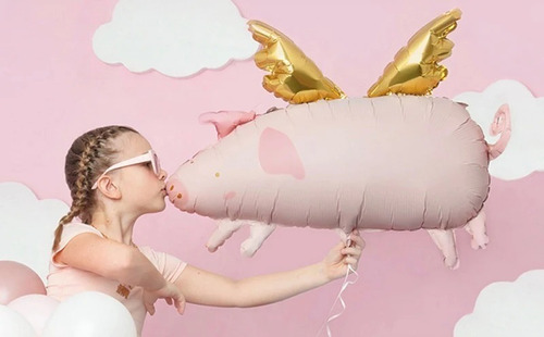Globo Metalizado Porky Chancho Chanchito Con Alas Granja