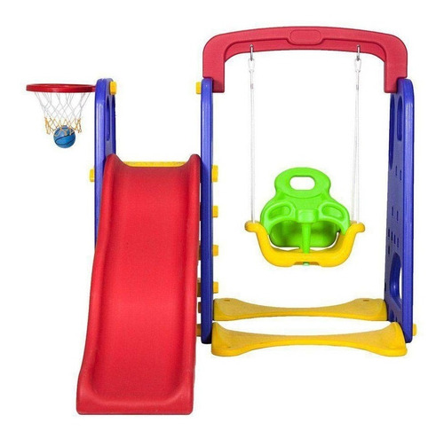 Playground Infantil 3x1 Escorregador Balanço E Cesta Inmetro