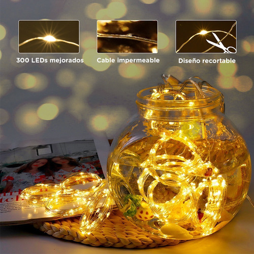 Decoración De Ventana De 300 Led 3m Con 8 Modos P/navidad