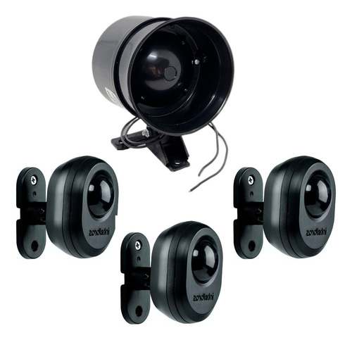 Kit 3 Sensor De Presença Movimento 1 Sirene Alarme Bivolt