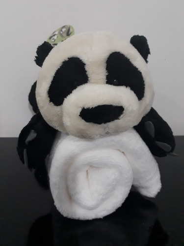 Urso Panda 30cm + Manta Anti-alérgica Presente Recém Nascido