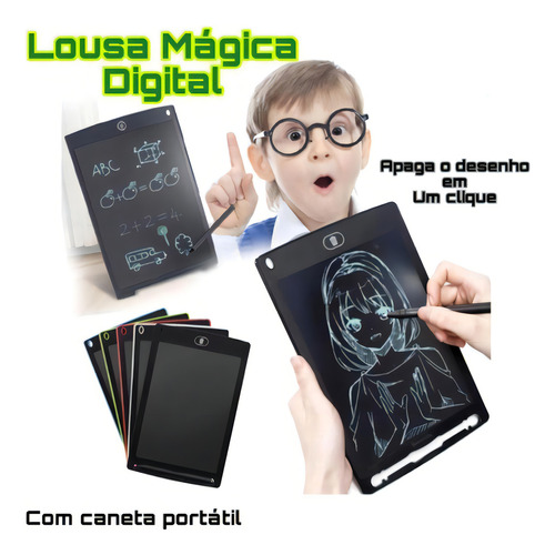 Lousa Magica Infantil Digital 8,5 Lcd Tablet Desenho Azul