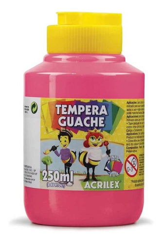 Tinta Guache Acrilex Tempera Guache 250ml Escolar Unidade Cor 537 rosa