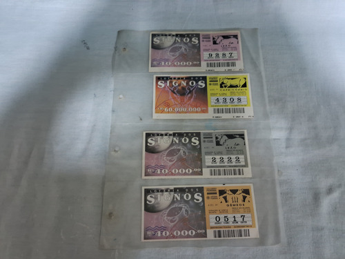 Bilhetes Loteria Federal Anos 90 - 4 Unidades ( Lote 04 ) (Usado)