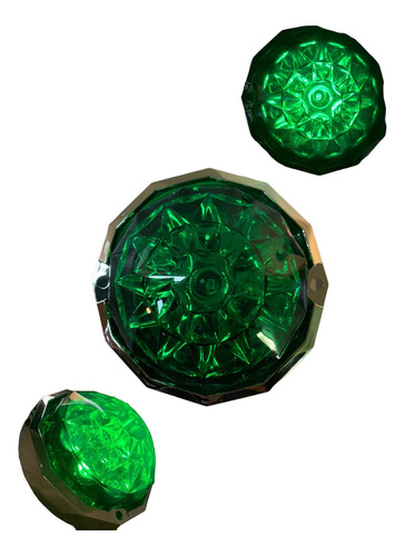 Plafón Led Verde Tipo Diamante Bisel Cromo Universal 1 Pza