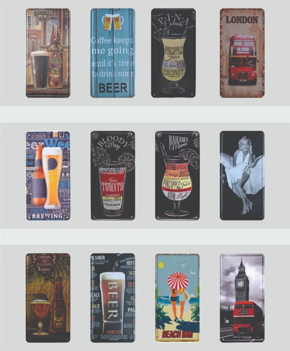 Imagen 8 de 9 de 20 Placas De Metal Vintage Retro Decorativas Antiguas 30x15