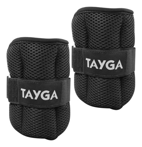 Par Polainas Tobilleras 1 Kg Ajustable Gym Tayga Negro