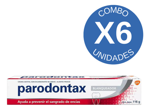 Pack X6 Paradontax Pasta Dental Blanqueadora 116g