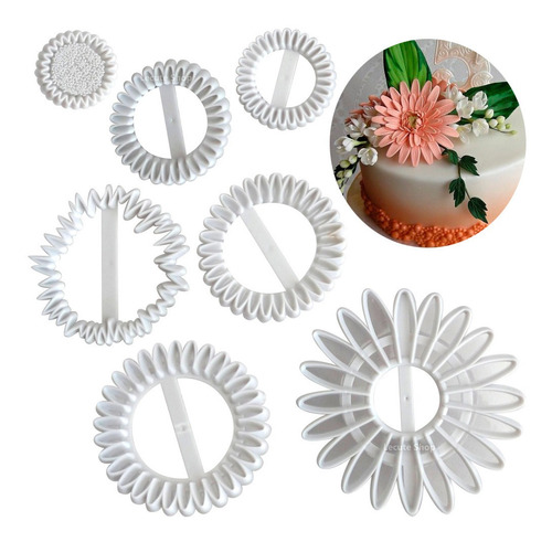 Juego Cortadores Flor Gerbera Girasol Fondant Decoracion 