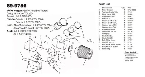Filtro Ar K&n Intake - Audi A3 2.0 Tfsi / 09-13