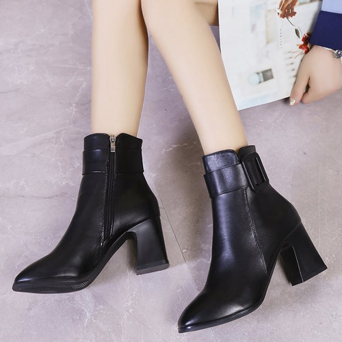 Botas Con Fondo Grueso En Forma De T, Botas Finas Con Punta