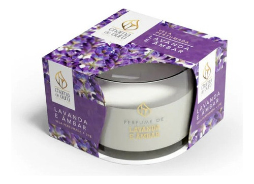 Vela Perfumada Lavanda E Âmbar Chama De Ouro Bem Estar 70g