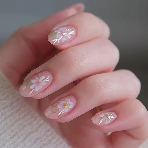 24/30 Unidades De Unhas Postiças Green Ripple Nail Tips