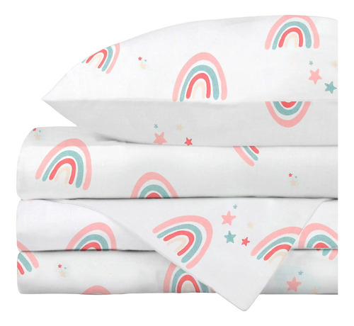 Juego De Sábanas Arcoiris ¡nap! Cuna 70x 130cm 100% Algodón Diseño De La Tela Arcoiris Love