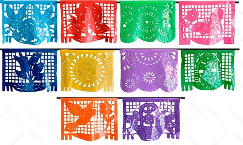 Papel Picado - Enramada Flores Plástico