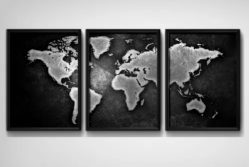 comprar Set 3 Cuadros Mapamundi Mapa Mundo Brs3 Decoracion Oficina