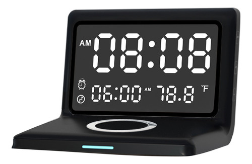 Reloj Despertador Electrónico Con Carga Inalámbrica 15w, Pan