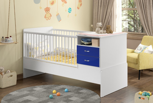 Cuna Cama Una Plaza Mesa De Luz Cambiador Bebe Convertible