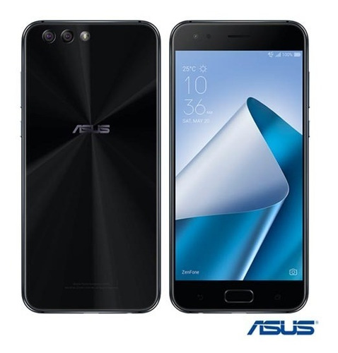 Zenfone 4 Preto Asus Tela 5,5 4g 128 Gb 12+8 Mp Ze554kl2