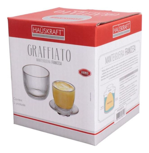 Manteigueira Francesa Graffiato De Vidro Transparente 150g