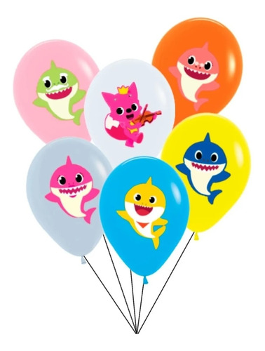 Globos De Latex Baby Shark Por 6 Piezas R12