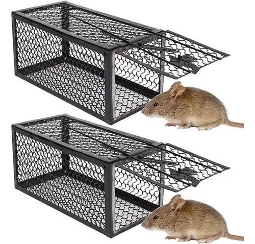 2 Pcs Jaula Trampa Ratones Roedor De Metálico 24cmx11cm