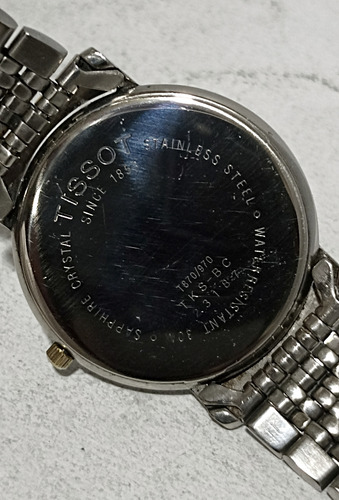 Genuino Reloj Suizo Tissot 1853 Cristal Zafiro Just Date Oro-acero Plateado Blanco (Usado)